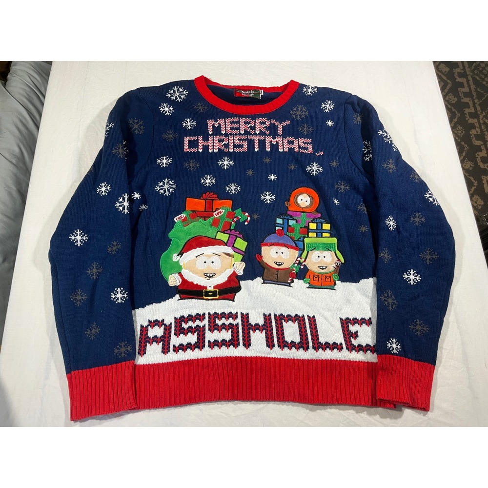 South‎ Park Merry Christmas A**hole Ugly Sweater Mens XL Lights Up(working)